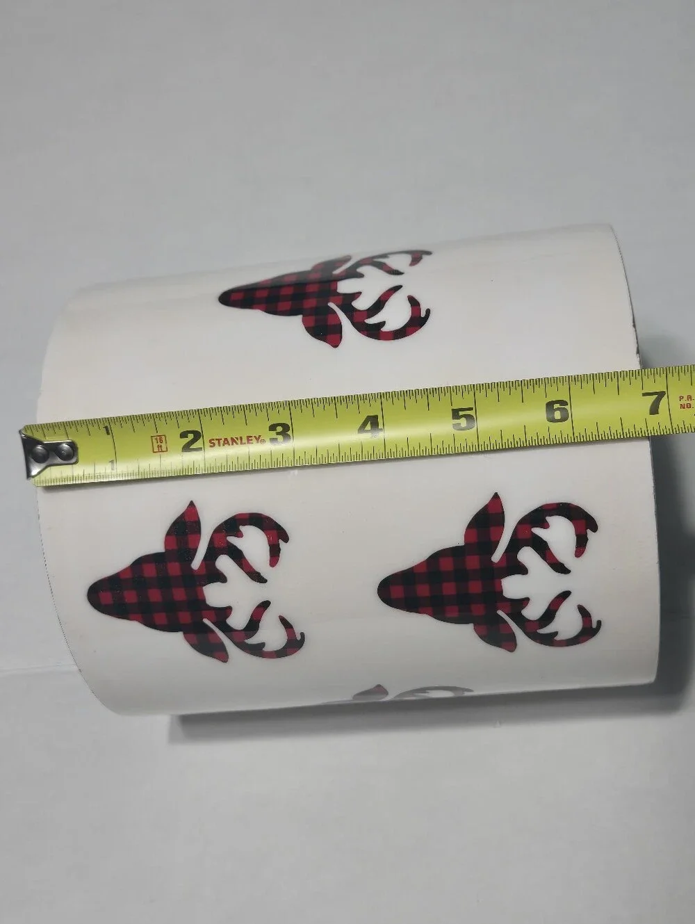 Farmhouse utensil holder, wooden red and black buffalo check deer print kitchen